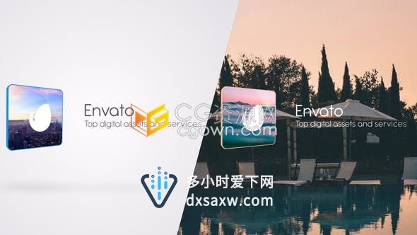 3D翻转简约LOGO动画优雅现代时尚公司宣传视频片头制作-AE模板下载