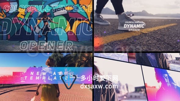 AE模板-时装周开幕视频城市介绍嘻哈时髦风格动态星光闪烁粒子特效模板