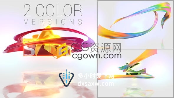 轻盈彩色绸缎演绎政府企业宣传片LOGO布料缎带标志片头-AE模板下载