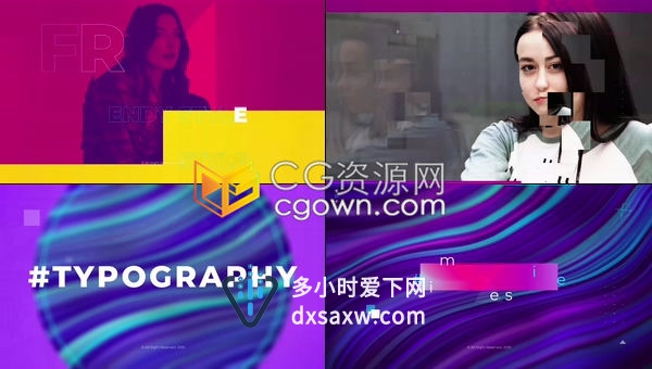 时尚动态节奏感企业标题文字排版宣传动画含漂亮彩色背景视频素材-AE模板下载