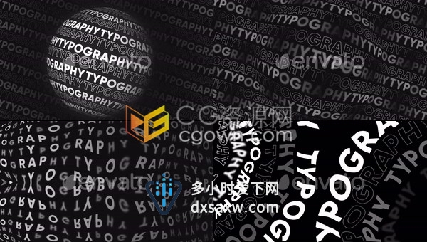 14组不同抽象文字排版模式元素动画背景视频素材效果-AE模板下载
