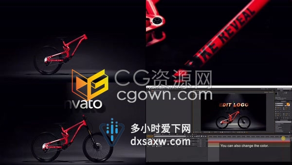 自动车零部件拼接展示产品广告体育运动品牌标志LOGO揭示动画-AE模板