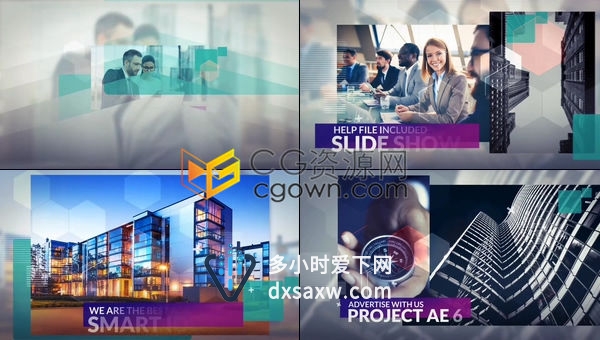 商务风简约线条图形过渡透明菱形背景多用途电子相册视频幻灯片-AE模板