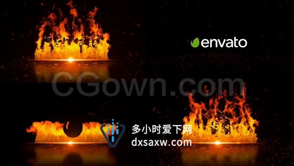 三维火墙标志展示公司创意LOGO火花粒子特效-AE模板下载