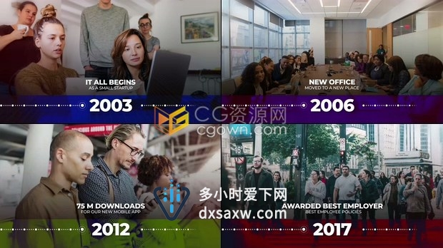 公司历史展示商业活动现代演示幻灯片时尚企业时间线视频宣传-PR与AE模板下载