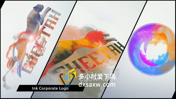 4种Ink水墨效果介绍公司LOGO动画片头油墨流体漩涡水彩水滴-AE模板下载