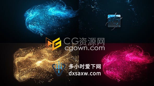 三维优雅美丽彩色流光粒子动态演绎标志LOGO动画-AE模板