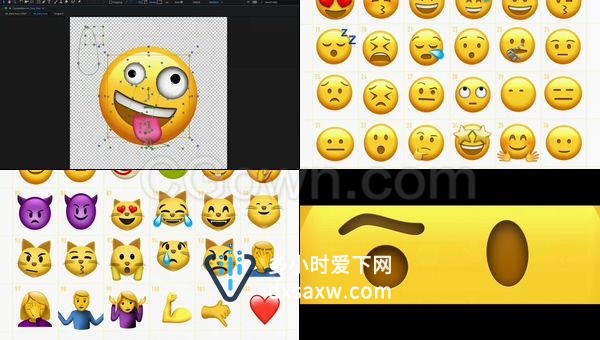 102个有趣的社交媒体动画表情包带Alpha透明通道附加AE工程文件下载