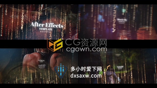 数字代码雨数据矩阵科幻黑客人工智能技术软件公司宣传视频动画-AE模板下载