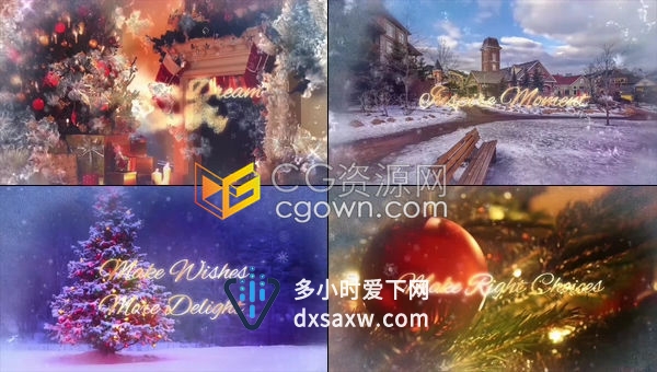 AE模板-魔法冻结窗口冰天雪地镜头特效美丽文字效果圣诞祝福节日宣传片
