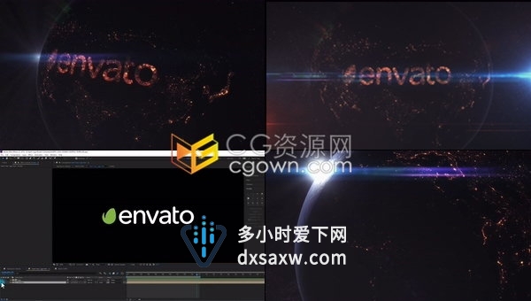 地球由白天旋转到晚上城市夜景地图中国夜景卫星图LOGO视频片头-AE模板下载