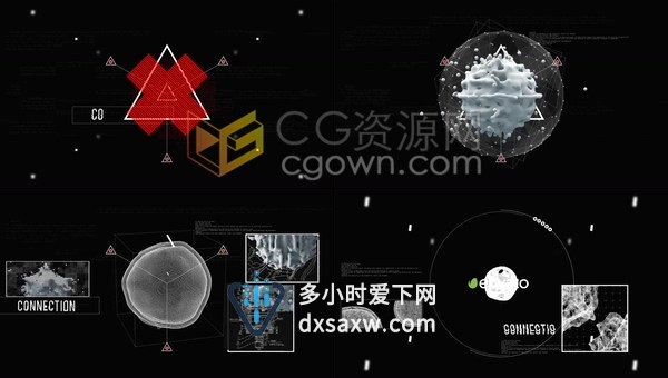 立体HUD信息图形数字故障失真动态高科技术宣传LOGO片头-AE模板下载