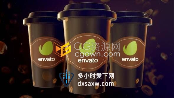 咖啡豆咖啡杯三维展示场景片头咖啡厅餐饮宣传片-AE模板下载