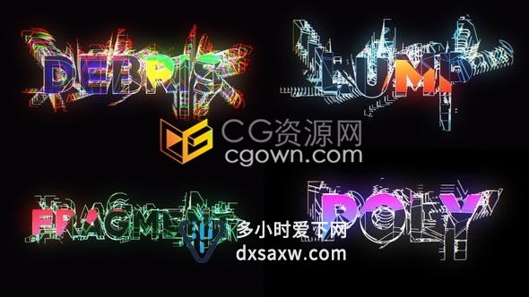 抽象变形线条多边形线框重叠故障效果展示复古风格标题动画-AE模板下载