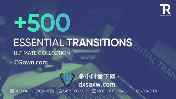 500+Transitions工具包基本转场集合视频动画合成元素过渡含音效-AE模板下载