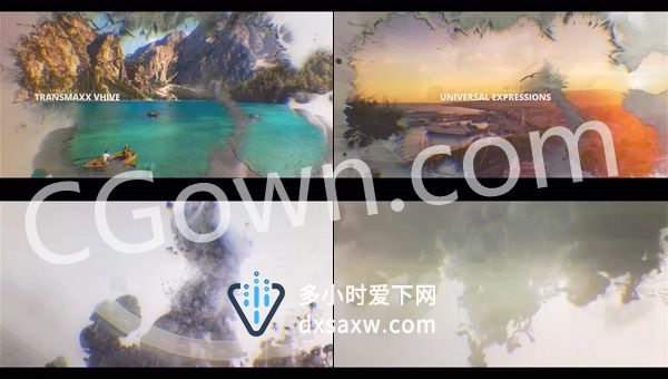 漂亮的墨水过渡动画标题滴墨晕染飞溅和原始的纸墨水效果-AE模板