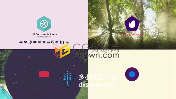 现代平面设计彩色动态标志快速翻转演绎图形LOGO开场白-AE模板