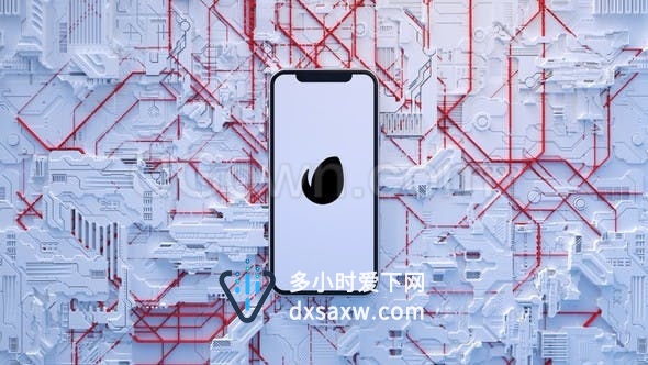 3D数码高科技智能手机标志展示LOGO动画含4个版本AE工程项目