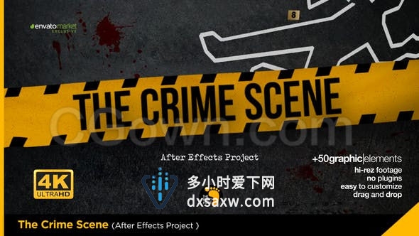 侦探调查犯罪现场电影宣传片警讯宣传教育开场视频-AE模板