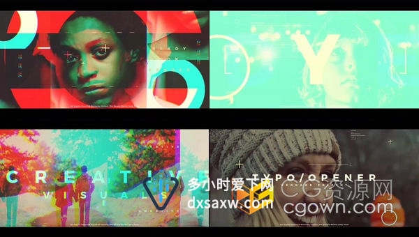 AE模板-跺脚节奏感图文标题排版字幕RGB毛刺动画效果开场介绍视频