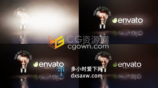 AE模板老款照明灯泡闪光演绎LOGO标志动画片头视频