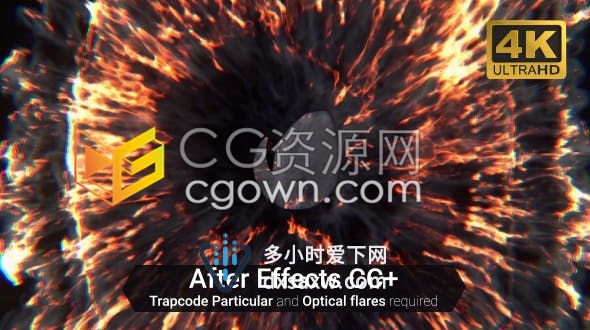 4K火焰燃烧爆炸特效烟雾粒子灰烬上升LOGO片头-AE模板下载