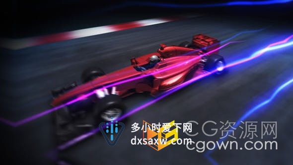 AE模板-F1一级方程式赛车设计先进的粒子光轨迹火焰流体烟雾特效标志LOGO片头