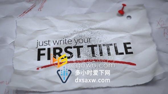 创意撕裂皱纸张展示文字标题与图片动画效果视频片头介绍宣传-AE模板下载