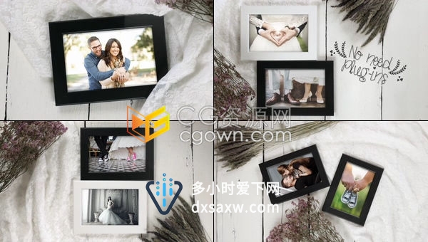 多场景展示纯洁优雅婚礼家庭电子相册时尚作品视频相册-AE模板