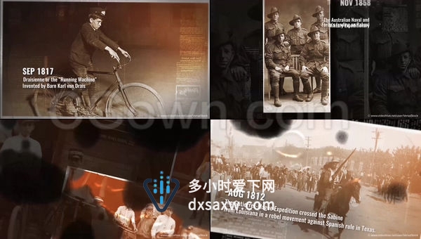 复古摄影作品烧毁切换图文历史时间线回忆文化纪录片-AE模板下载