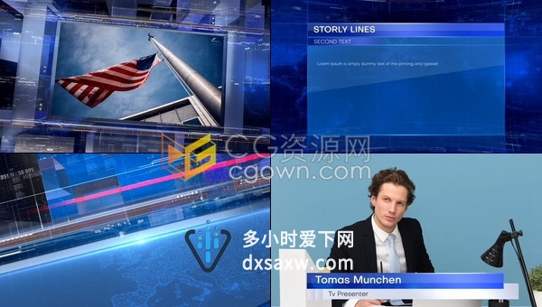 广播新闻报道频道包装科技感屏幕介绍字幕条ID片头效果视频制作-AE模板下载