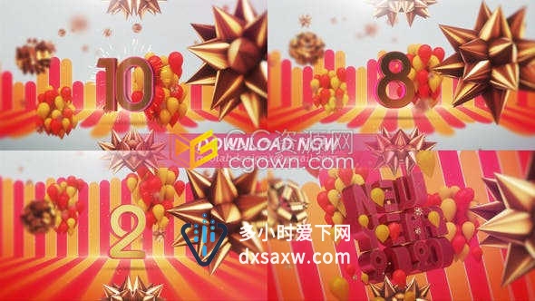 3D金色2020新年倒计时春节活动庆祝庆典视频动画开场宣传片头-AE模板下载