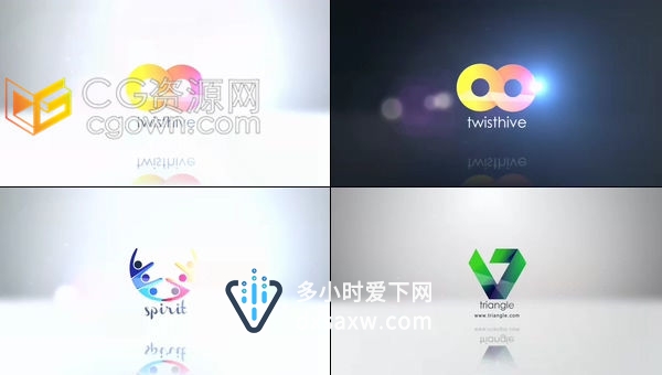 AE模板-4K简单大面积曝光LOGO光效反射明亮标志片头动画