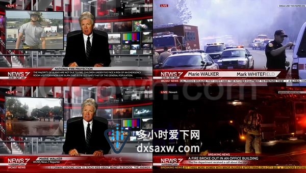 虚拟演播室虚拟工作室中景视图广播设计新闻频道栏目包装-AE模板下载