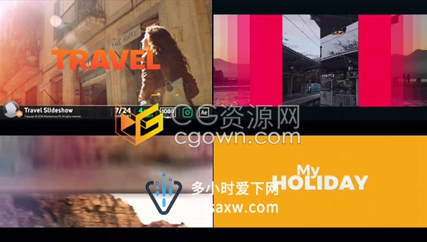 AE模板-欢快节奏探险旅行街道城市观光主题幻灯片含垂直手机竖屏版本