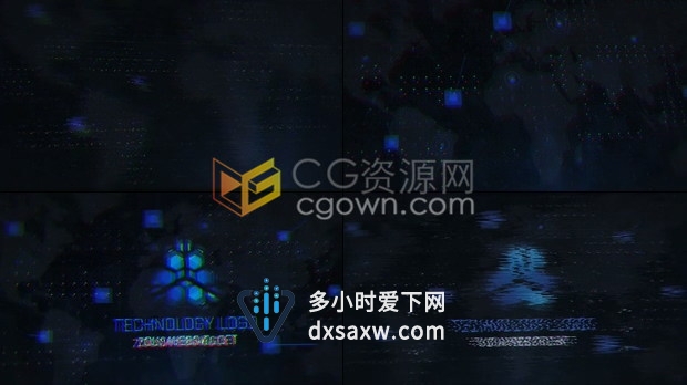 AE模板下载公司LOGO宣传片头智能互联网信息网络连接地图动画效果