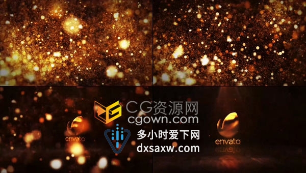 梦幻光泽感金色颗粒演示神秘感时尚闪光豪华标志片头-AE模板下载