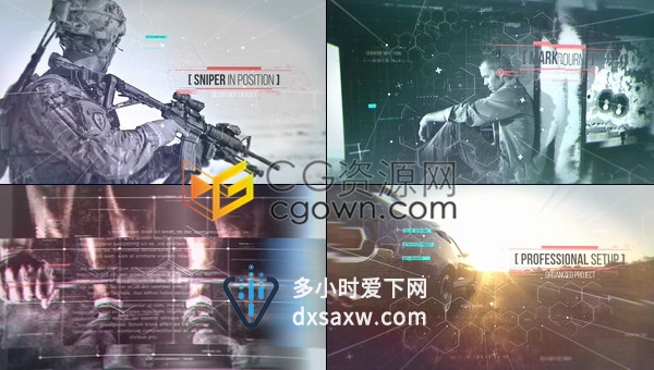 高科技蜂窝状线条视差故障特效犯罪动作体育电子游戏预告片-AE模板下载