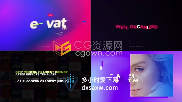现代渐变色流行活力背景动态文本动画企业活动事件开场白vlog宣传演示包装片头 -AE模板