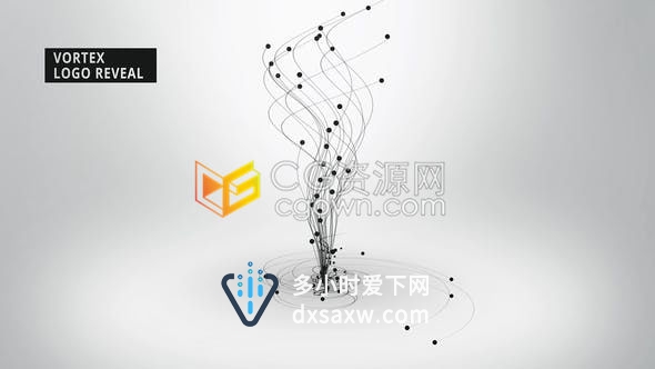 4K优雅轻柔音符线条漩涡状演绎简约企业粒子标志LOGO片头-AE模板