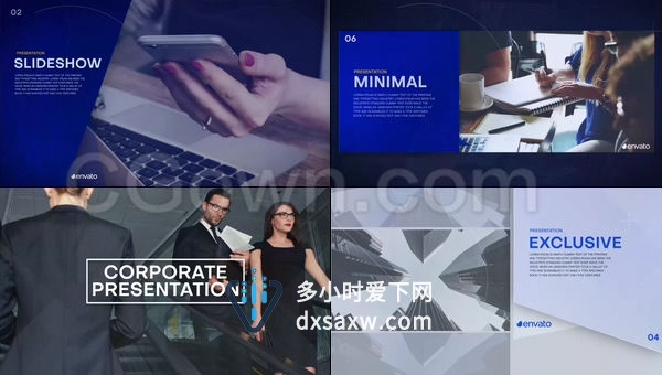 商业展示公司宣传相册不规则图形切割线条展示图文幻灯片