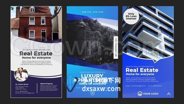 25个动态运动Instagram故事展示房地产旅游广告促销宣传包装-AE模板下载