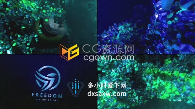 海洋色彩珊瑚礁岩石动画效果演绎LOGO视频片头海洋生物圈潜水工作者-AE模板下载