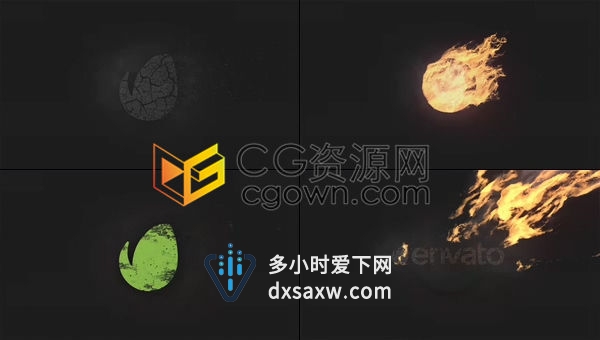 燃烧火焰消失烟雾灰烬粒子标志LOGO片头展示动画-AE模板下载