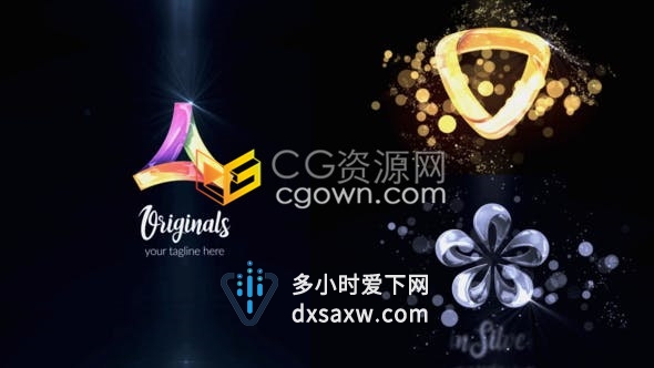 光滑银色金色多种金属色LOGO动画光斑粒子效果视频片头制作-AE模板