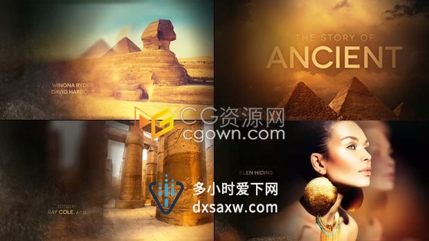 古代文明埃及图坦卡蒙金色粒子特效动态场景介绍文字标题宣传片视频-AE模板下载