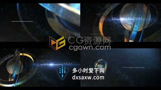 AE模板下载时间线介绍历史图片片头3D古代天象仪表图形动画效果
