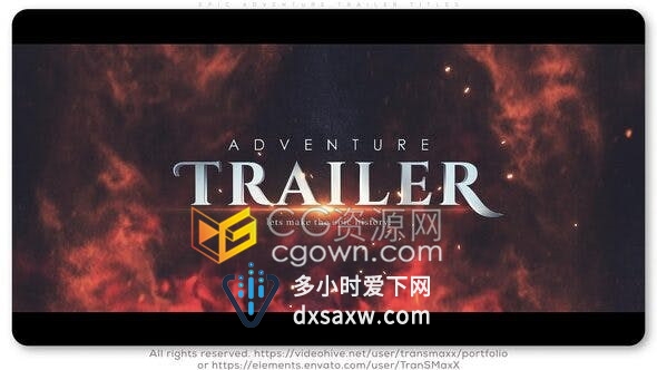 震撼史诗风格动作游戏电影片名字幕冒险预告片标题片头-AE模板下载