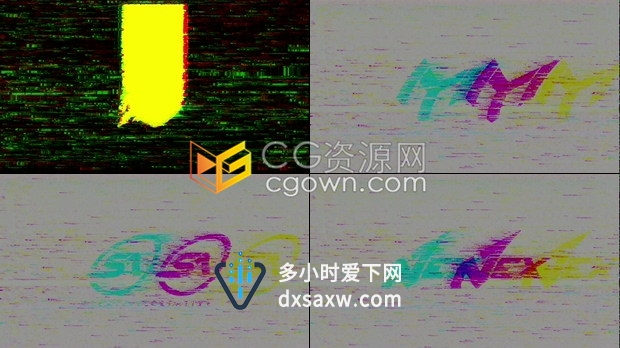 AE模板制作破碎断点毛刺RGB故障特效标志LOGO片头视频