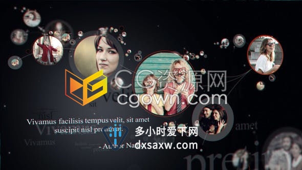 点线连结头像照片片展示家庭美好生活瞬间视频相册-AE模板下载